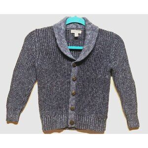 CHEROKEE Cardigan sweater S/P 6-7 blue long sleeve collared buttons thick chunky
